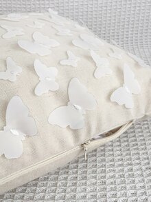 Emboidery Butterfly Cushion Cover Without Filler - Beige - View 2