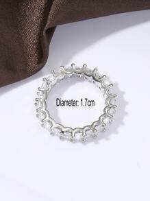 Cubic Zirconia Decor Ring - Silver - View 3