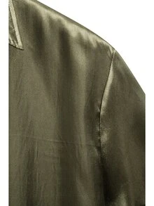 Manfinity Men High Low Hem Satin Shirt - Army Green - View 3