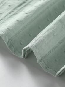 SHEIN Young Girl Floral Embroidery Swiss Dot Ruffle Trim Dress