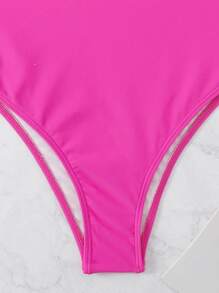 SHEIN Swim Bañador una pieza con abertura - Rosa Fucsia - Ver 6