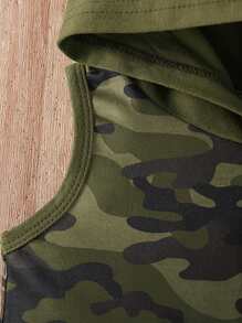 Baby Boy Summer Casual Camouflage Printed Patchwork Sleeveless Hooded Romper
