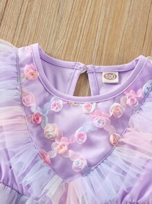 Đầm bé gái Tương phản Mesh Xù Ombre Hấp dẫn - Màu Lilac Tím - Xem 5