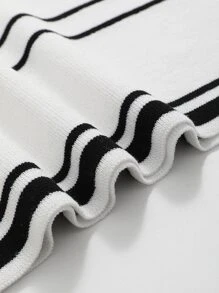 DAZY 條紋紋織上衣 - 黑與白 - 查看 3
