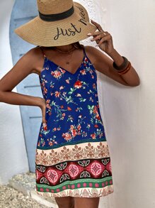 SHEIN VCAY 印花吊帶連衣裙