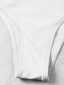 SHEIN Swim Summer Beach Solid Bikini Set Twist Front Push Up Bra & Cheeky Bottom 2 Piece Bathing Suit - White - View 5