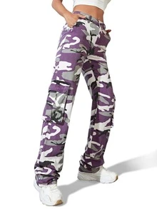 Camo Flap Pocket Side Cargo Jeans - Multicolor - View 3