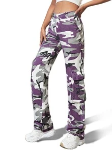 Camo Flap Pocket Side Cargo Jeans - Multicolor - View 4
