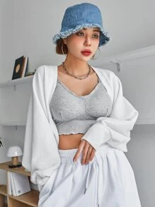 tay cánh Mở Mặt trước Áo - trắng - Xem 2