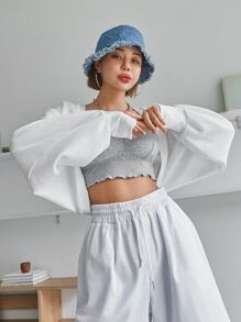 tay cánh Mở Mặt trước Áo - trắng - Xem 3