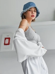 tay cánh Mở Mặt trước Áo - trắng - Xem 4