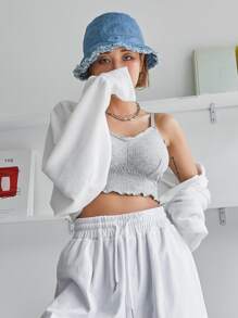 tay cánh Mở Mặt trước Áo - trắng - Xem 5