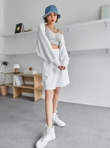 tay cánh Mở Mặt trước Áo - trắng - Xem 8