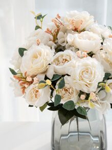 1/3 Stück künstliche Pfingstrosen Blumen, 6-Kopf Seide Hortensie Hibiskus Rose Bouquet für Hochzeitsdekoration, Brautstrauß Material DIY Kranz Vase für Zuhause, Außengarten Dekoration, Valentinstag Geschenk, Neujahrsdekoration, Valentinstag, Geschenk