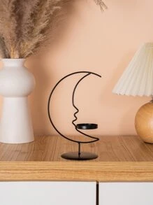 1pc Moon Candle Holder - Black - View 2