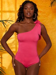 SHEIN 單肩打結細節連身背心