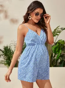 SHEIN Maternity Ditsy Floral Cami Romper