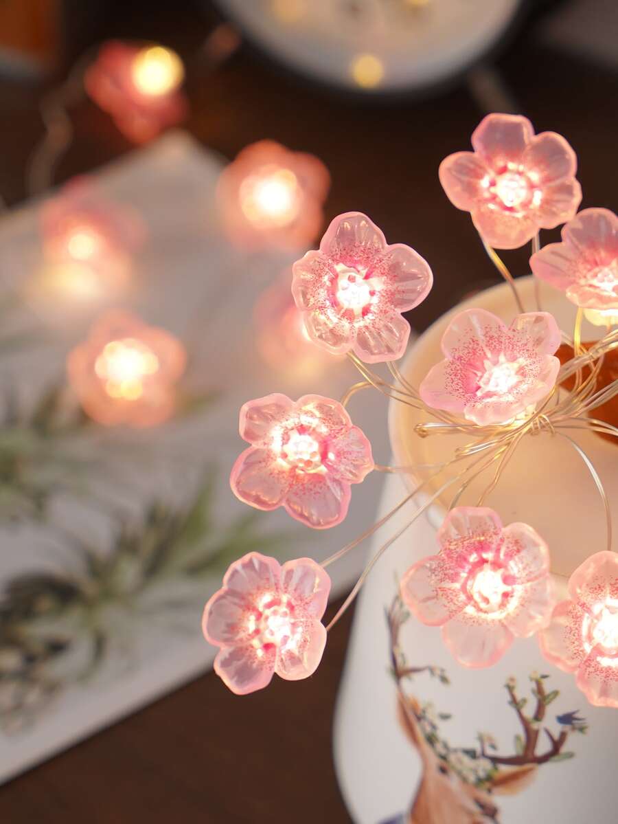 1pc 10 Led 1m Flower String Light, Creative Flower Bulb String Light