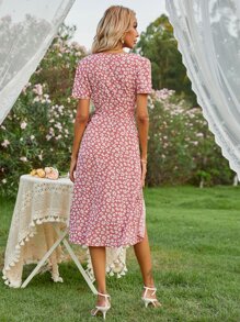 Breezaya 滿版印花圍裹腰帶連衣裙 - 彩色 - 查看 2