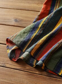 Mulvari Áo sơ mi Plus Size Sọc Giải trí - Nhiều màu - Xem 5