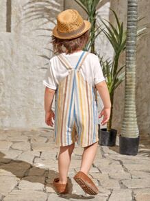 SHEIN Young Boy Block Striped Romper - Multicolor - View 2