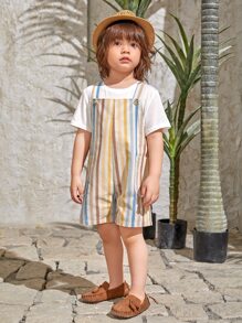 SHEIN Young Boy Block Striped Romper - Multicolor - View 5
