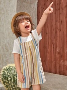 SHEIN Young Boy Block Striped Romper - Multicolor - View 6