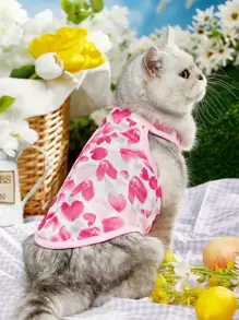Valentine's Day 1pc Heart Print Pet Tank - Multicolor - View 2