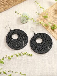 Hoa tai hình tròn thả rỗng - màu đen - Xem 2