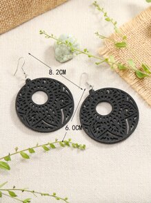 Hoa tai hình tròn thả rỗng - màu đen - Xem 3