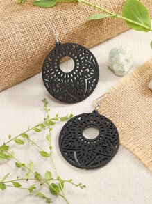 Hoa tai hình tròn thả rỗng - màu đen - Xem 4