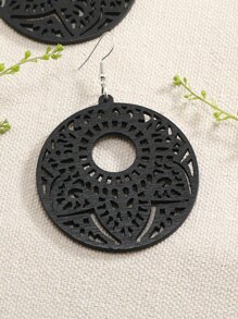 Hoa tai hình tròn thả rỗng - màu đen - Xem 5