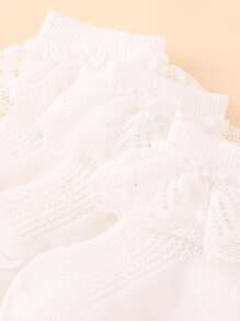 3 Pairs Of Baby Spring And Summer Lace Socks For Girls Plain Mesh Breathable Lace Socks
