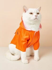 1pc Hooded Pet Raincoat - Orange - View 1