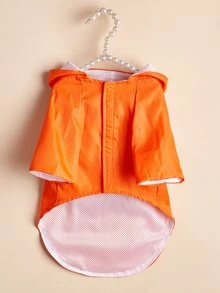 1pc Hooded Pet Raincoat - Orange - View 5