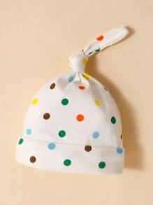 1pc Baby Polka Dot Swaddling Blanket & 1pc Hat - Multicolor - View 5