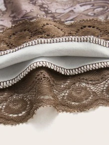 ROMWE Goth Top de tirantes con estampado de mariposa ribete con encaje - Marrón - Ver 4