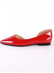 Point Toe Ballet Flats, Red Fashion Solid Color Flat Shoes For Women - Red - View 2