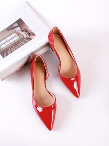 Point Toe Ballet Flats, Red Fashion Solid Color Flat Shoes For Women - Red - View 6