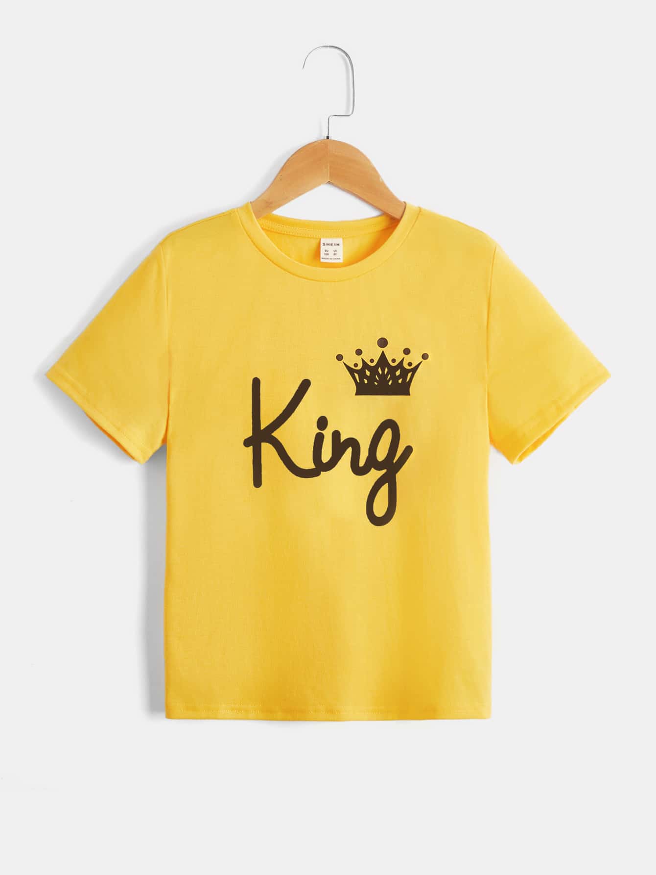 SHEIN Tops con trai Đồ họa Lá thư Giải trí - Màu vàng - Xem 1