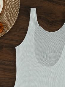 Swim Vcay 抽绳侧露背罩衫（不含比基尼）适合夏季海滩度假 - 白色 - 查看 3