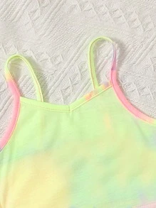 SHEIN Young Girl Tie Dye Cami Top & Dolphin Shorts - Multicolor - View 2
