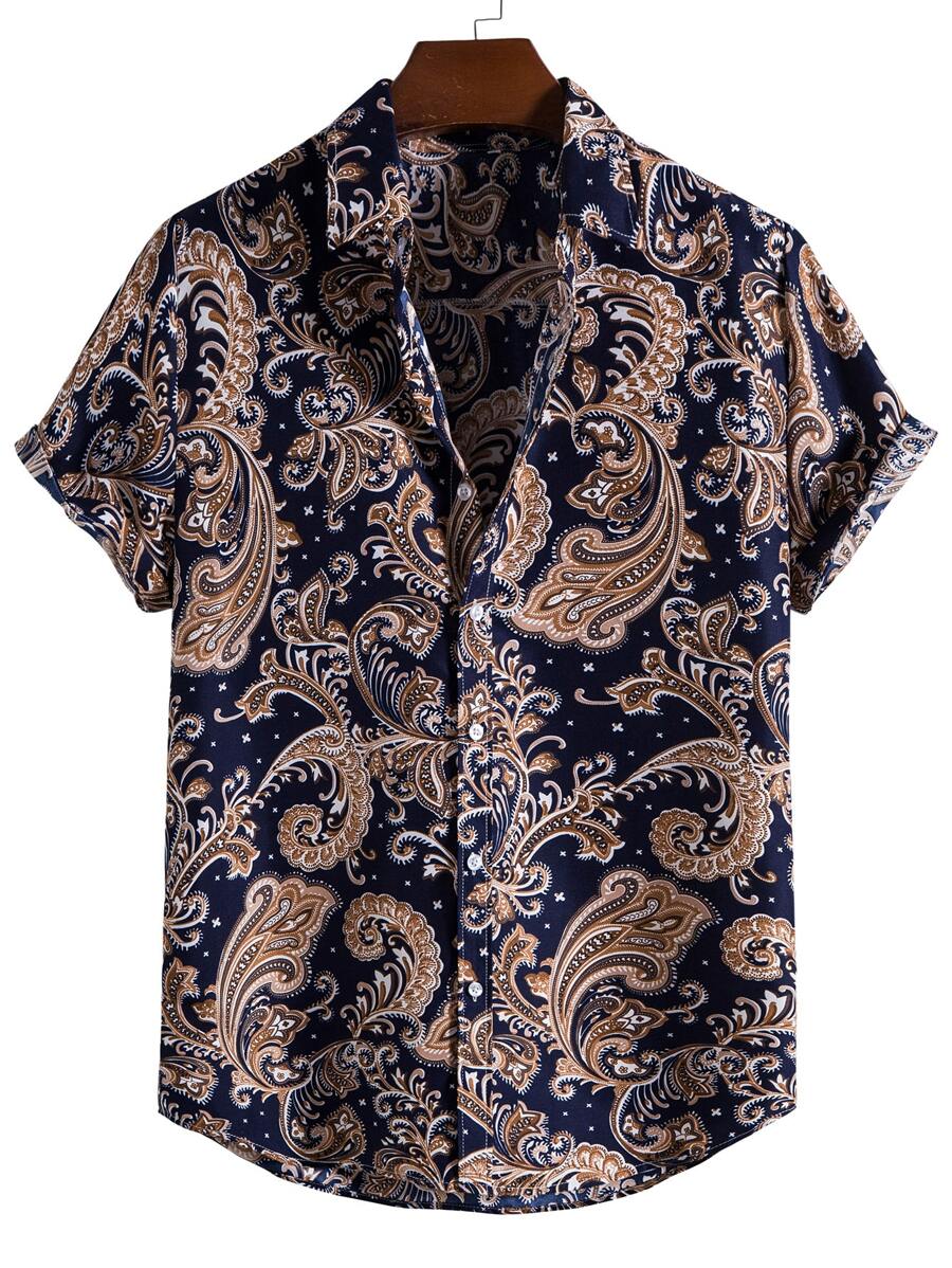 Manfinity RSRT Nam In hoa Paisley Nút Lên Áo sơ mi - Nhiều màu - Xem 1