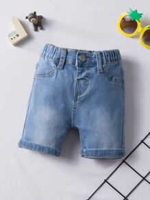 Baby Slant Pocket Denim Shorts