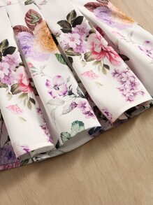 SHEIN Baby Floral Print Fold Pleated Dress With Headband - Multicolor - View 3