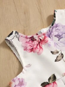 SHEIN Baby Floral Print Fold Pleated Dress With Headband - Multicolor - View 4