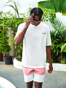 Manfinity RebelGame Nam Áo thun Bông Slogan & bản in cây cọ - trắng - Xem 2