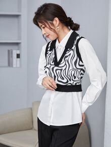 Muchica Áo hai dây Tất cả trên in Giải trí - Đen và trắng - Xem 5