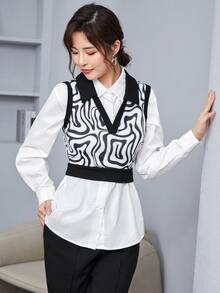 Muchica Áo hai dây Tất cả trên in Giải trí - Đen và trắng - Xem 6