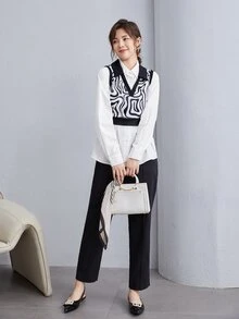 Muchica Áo hai dây Tất cả trên in Giải trí - Đen và trắng - Xem 7